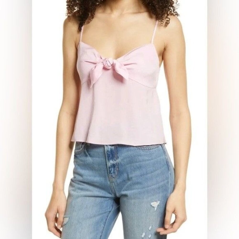 BP by Anthropologie Bow Embellished Pink Cami Tank Sz Large Womens Pink Cute Fli